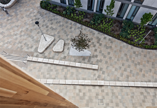 Birds eye view of grounds at George Moore Square, Southampton University