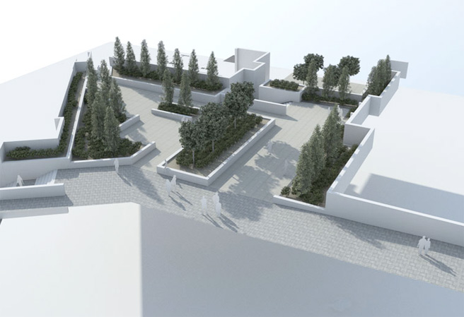 Model of Mayflower Halls student residence, Southampton